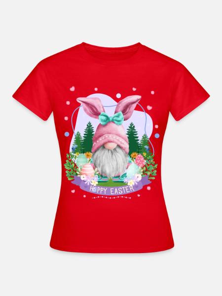 Hoppy Gnome Easter - Easter Gift Idea - Frauen T-Shirt - Rot