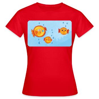 Fische - Lustige orange Kugelfische mit Luftblasen - Frauen T-Shirt - Rot - Vorne - AI Model Female 172 dark (172cm)