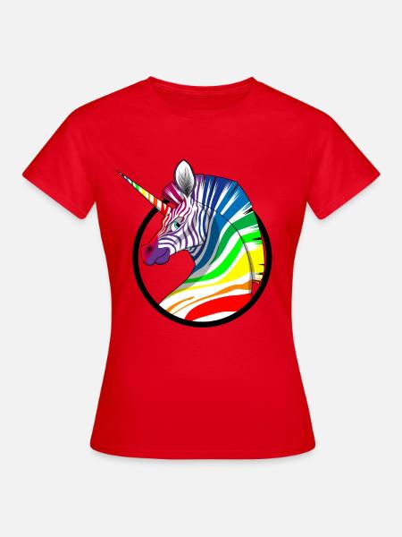 Regenbogen Einhorn Zebra - Frauen T-Shirt - Rot