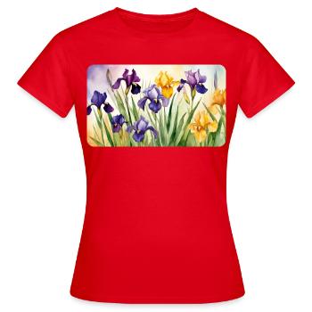 Iris Romantiques - Aquarelles - T-shirt Femme - rouge - Devant - AI Model Female 172 dark (172cm)