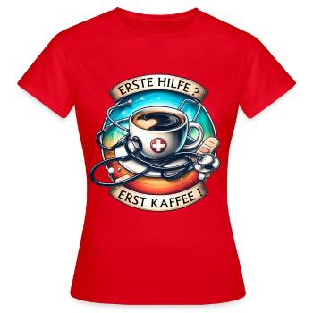 Art humoristique du café avec motif de premiers secours - T-shirt Femme - rouge - Devant - AI Model Female 172 dark (172cm)