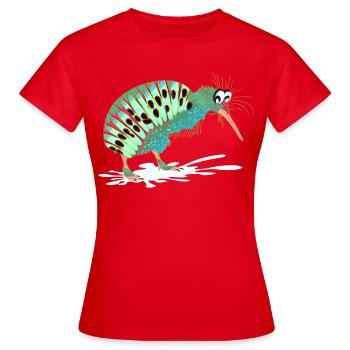 Drôles d’animaux - Drôle d’oiseau Kiwi Oiseau - T-shirt Femme - rouge - Devant - AI Model Female 172 dark (172cm)