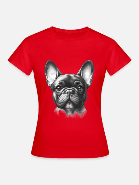 Entzückendes Frenchie-Gesicht - Dame-T-shirt - rød