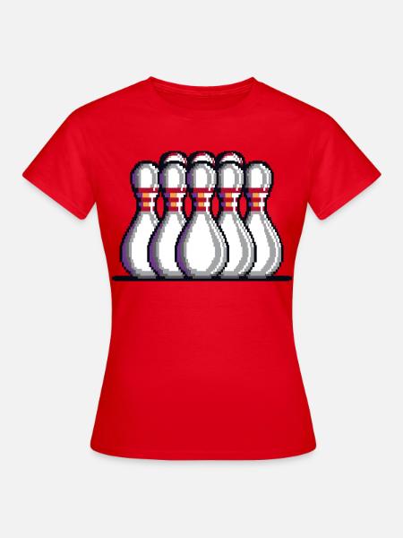Pixel Bowling Pins - Frauen T-Shirt - Rot