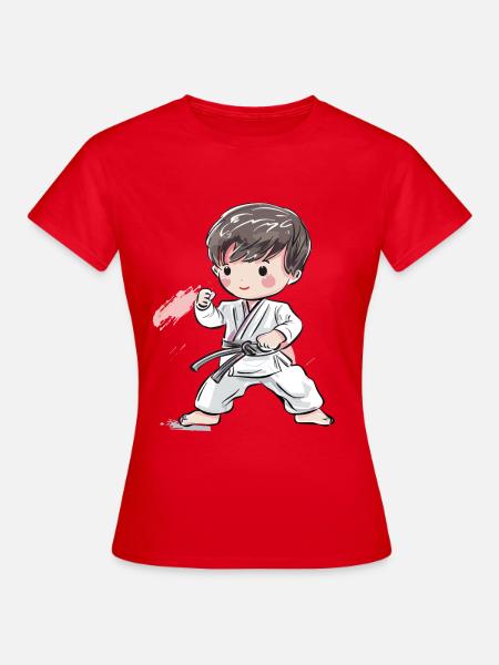 Karate Junge Comic Stil - Frauen T-Shirt - Rot