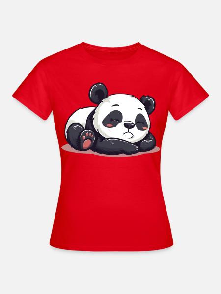 Cute Cartoon of a Sleeping Panda - Adorable design - Women's T-Shirt - red