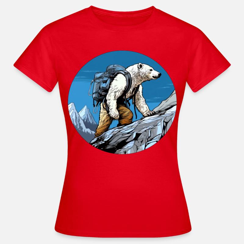 Eisbären Wandern / Bergsteiger Eisbär - Frauen T-Shirt - Rot