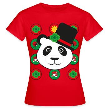 Neujahr Panda mit Kleeblatt. - Frauen T-Shirt - Rot - Vorne - AI Model Female 172 dark (172cm)