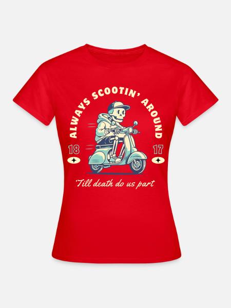 Always Scootin’ – Retro Skull Scooter - Frauen T-Shirt - Rot