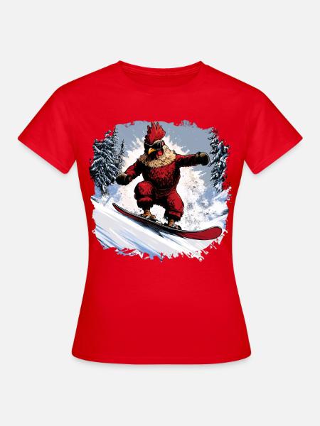 Huhn Snowboard - Frauen T-Shirt - Rot