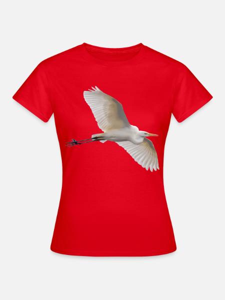Silberreiher im Flug - Fotografie - Frauen T-Shirt - Rot