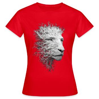 Lionne Racines Surréaliste Nature Artistique Complexe - T-shirt Femme - rouge - Devant - AI Model Female 172 dark (172cm)