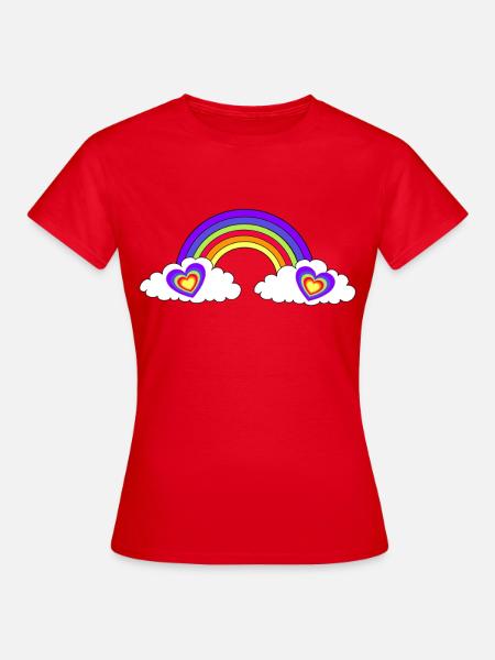 LGBT Regenbogen Herz Herzen - Frauen T-Shirt - Rot