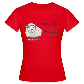 Komme was wolle ich Schaf das Schaf Wolle - Frauen T-Shirt - Rot - Vorne - AI Model Female 172 dark (172cm)