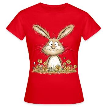 Drolliger Hase I Osterhase Häschen - Frauen T-Shirt - Rot - Vorne - AI Model Female 172 dark (172cm)