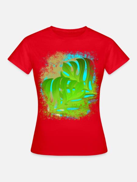 Urlaubsgefühl Palmen & Monstera Blätter grün/Gold - Frauen T-Shirt - Rot