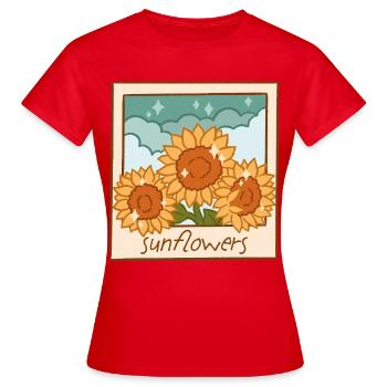 Sonnenblumen Sofortbild Design - Frauen T-Shirt - Rot - Vorne - AI Model Female 172 dark (172cm)