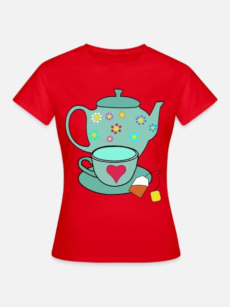 Tee Teekanne Teebeutel Tasse Teetasse - Frauen T-Shirt - Rot