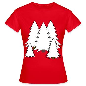Baum Tannen Winter Schnee Tanne Winterzeit - Frauen T-Shirt - Rot - Vorne - AI Model Female 172 dark (172cm)