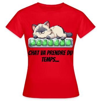 Katze wird Zeit brauchen - süßes Kätzchen - Frauen T-Shirt - Rot - Vorne - AI Model Female 172 dark (172cm)