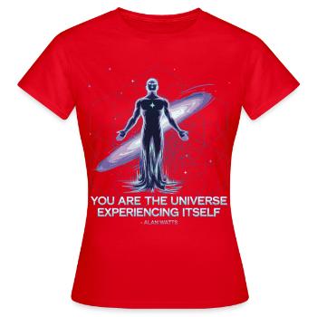 Soi Galactique | Citation cosmique d’Alan Watts - T-shirt Femme - rouge - Devant - AI Model Female 172 dark (172cm)