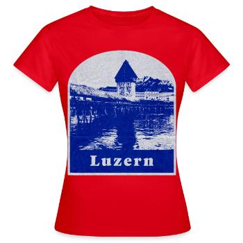 Luzern Schweiz - Frauen T-Shirt - Rot - Vorne - AI Model Female 172 dark (172cm)