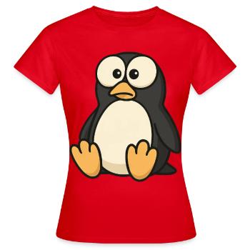 Drôle de pingouin confus aux yeux écarquillés - T-shirt Femme - rouge - Devant - AI Model Female 172 dark (172cm)