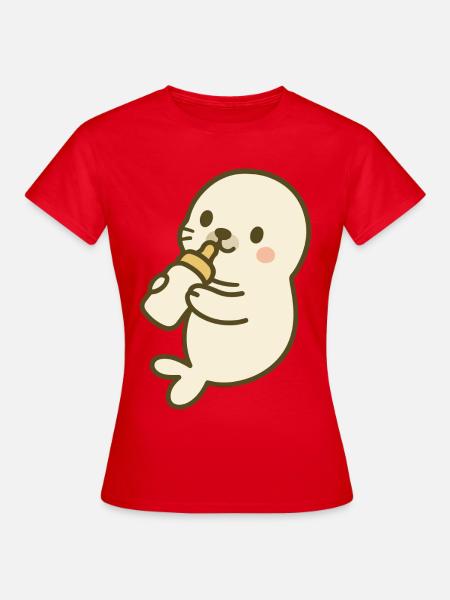 Fläschchen-Robbenbaby - Frauen T-Shirt - Rot