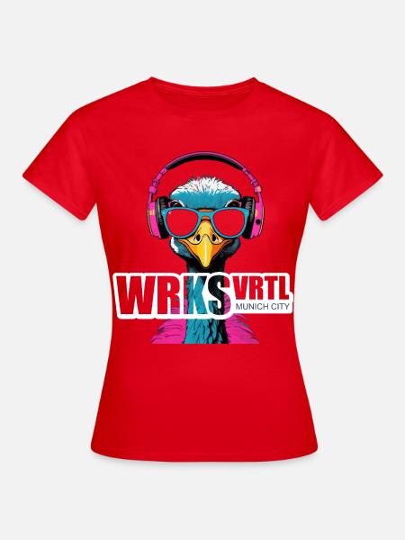 Werksviertel Vogel mit Sonnenbrille und Kopfhörern - Frauen T-Shirt - Rot
