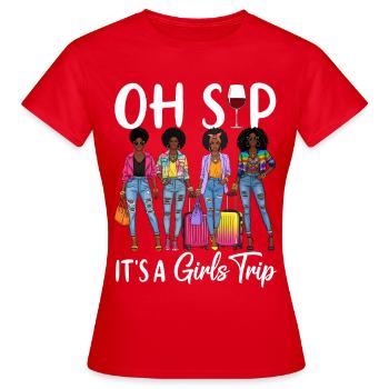 Stylish Girlstrip Illustration - Women's T-Shirt - red - Front - AI Model Female 172 dark (172cm)