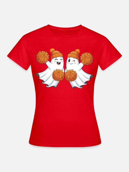 Niedliche Geister mit Pompons - Frauen T-Shirt - Rot