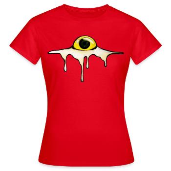 Fried Eye – Sunny Side Creepy - Frauen T-Shirt - Rot - Vorne - AI Model Female 172 dark (172cm)