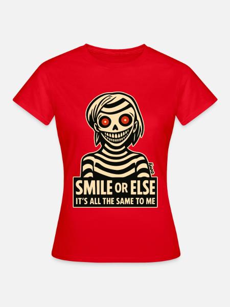 Skelettiges Lächeln mit Botschaft - Frauen T-Shirt - Rot