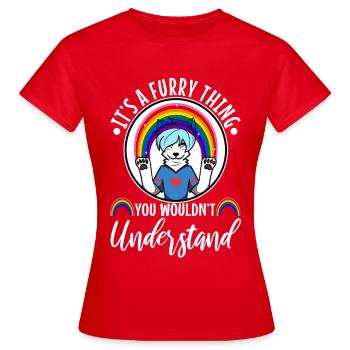 C’est une chose poilue que vous ne comprendriez pas - T-shirt Femme - rouge - Devant - AI Model Female 172 dark (172cm)