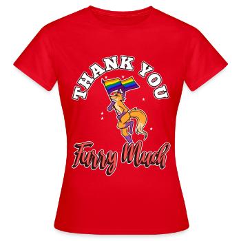 Merci beaucoup furry - T-shirt Femme - rouge - Devant - AI Model Female 172 dark (172cm)