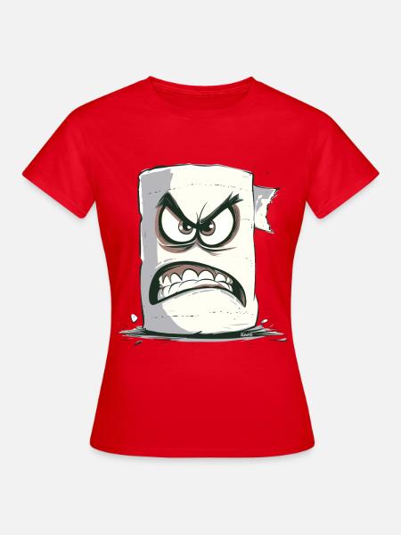 Wütendes Klopapier mit Gesicht - Frauen T-Shirt - Rot