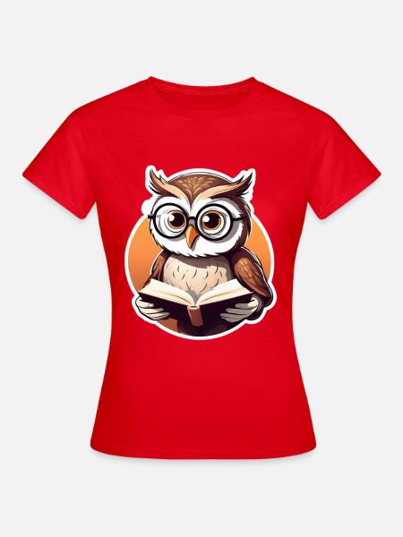 Eulenleser Illustration für Bildung - Frauen T-Shirt - Rot
