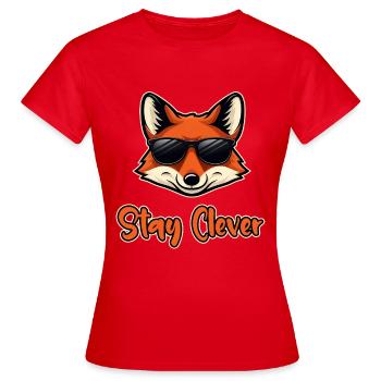 Restez intelligent – Renard cool avec des lunettes de soleil - T-shirt Femme - rouge - Devant - AI Model Female 172 dark (172cm)