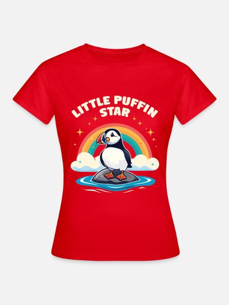 Kleiner Puffin Star – Papageitaucher Regenbogen - Frauen T-Shirt - Rot