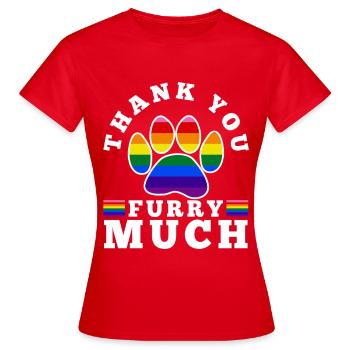 Merci beaucoup furry - T-shirt Femme - rouge - Devant - AI Model Female 172 dark (172cm)