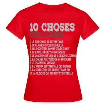 10 Things I Love Retro Music Vinyls - Women's T-Shirt - red - Front - AI Model Female 172 dark (172cm)