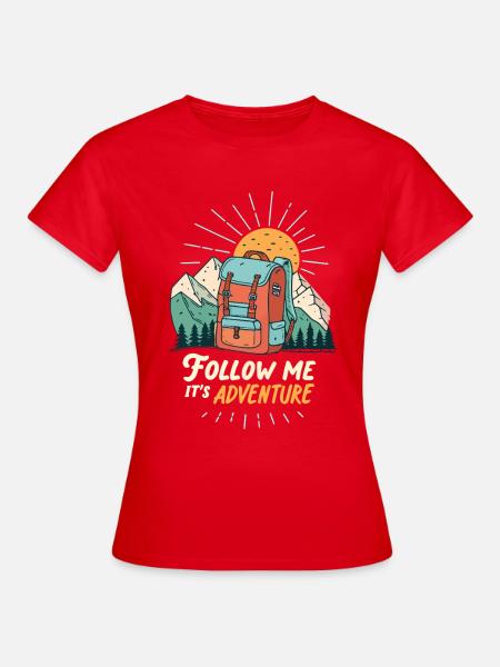 Berg-Abenteuer-Rucksack - Frauen T-Shirt - Rot