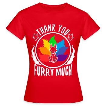 Merci beaucoup furry - T-shirt Femme - rouge - Devant - AI Model Female 172 dark (172cm)