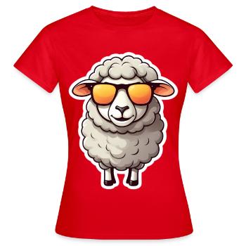 Lässiges Schaf mit Sonnenbrille - Frauen T-Shirt - Rot - Vorne - AI Model Female 172 dark (172cm)