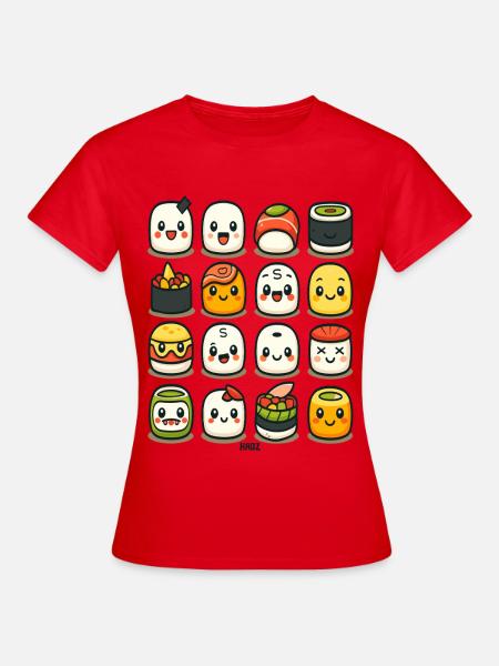 Kawaii Sushi Figuren - Frauen T-Shirt - Rot