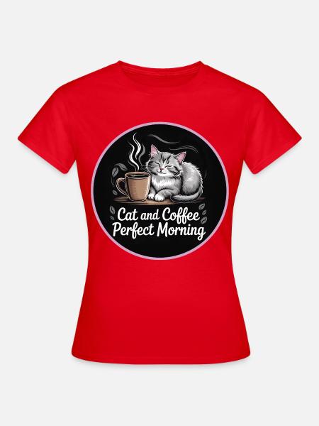 Katzenkaffee Morgenzauber - Frauen T-Shirt - Rot