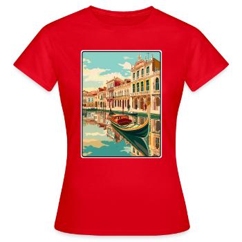 Aveiro Portugal Gondole Scène Voyage Affiche - T-shirt Femme - rouge - Devant - AI Model Female 172 dark (172cm)