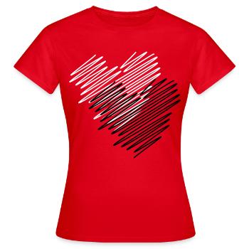 Zwei Herzen Scribble - Frauen T-Shirt - Rot - Vorne - AI Model Female 172 dark (172cm)