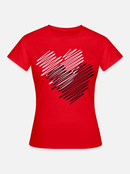 Zwei Herzen Scribble - Frauen T-Shirt - Rot