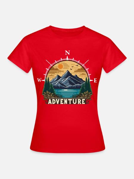 Bergsee Abenteuer Kompass - Frauen T-Shirt - Rot